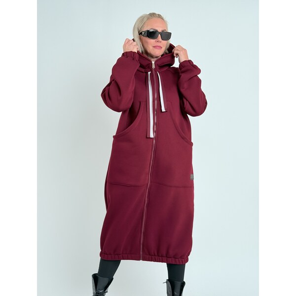Voga Móda Vínový mikinový kardigan STILL 66438795