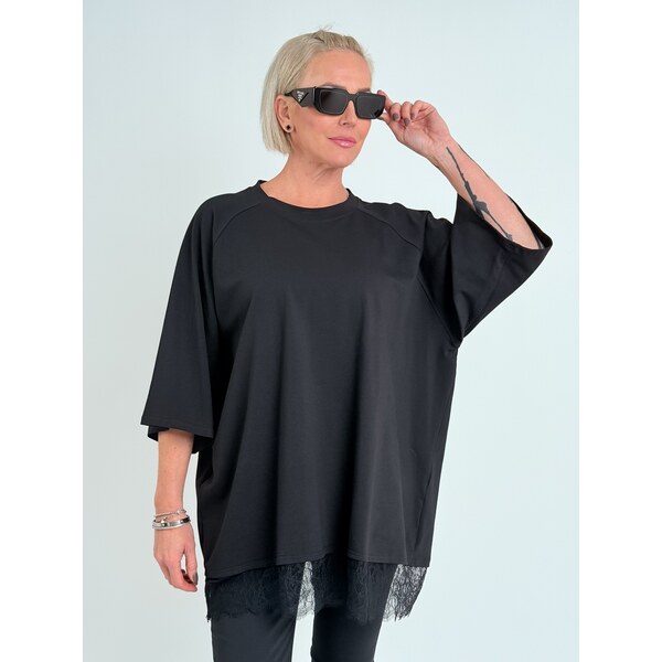 Miss City Official Čierne tričko s čipkou CLOVER 66438813