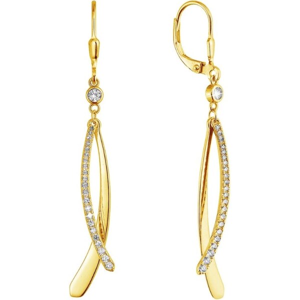 Evolution Group Dlhé pozlátené náušnice so zirkónmi 11540.1/AU 66596168