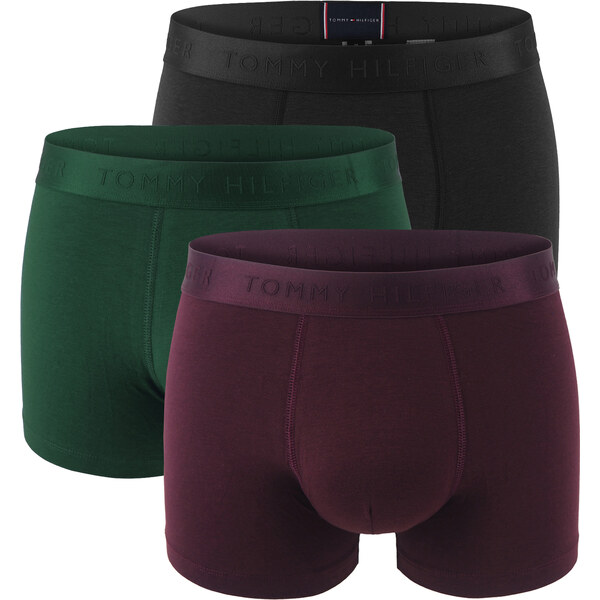 TOMMY HILFIGER - boxerky 3PACK everyday luxe burgundy & forest tones 66439160