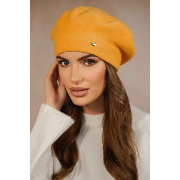 Kamea Medová žltá elegantná dámska baretka na zimu Kiang, Farba medová 66439433