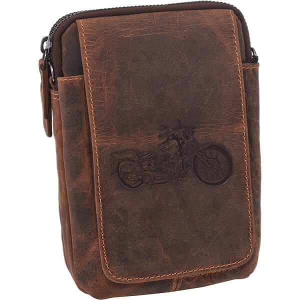 Mercucio Kožené puzdro na opasok tmavohnedé embos motorka 250887 66443371