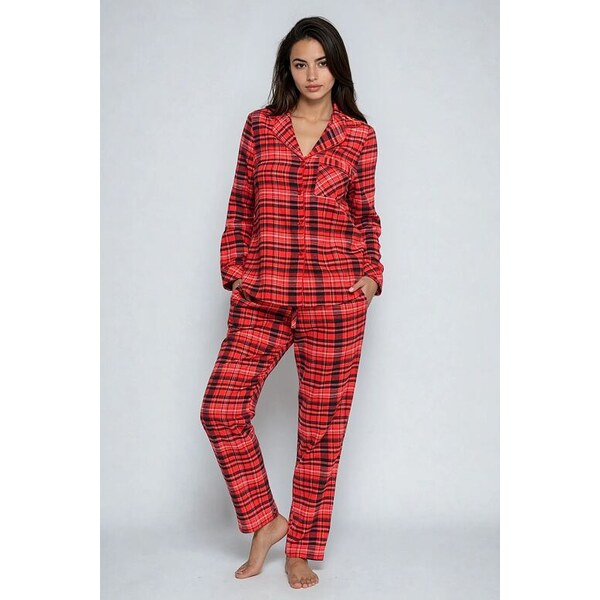 Moraj Dámske pyžamo Carola II červené káro 59808409