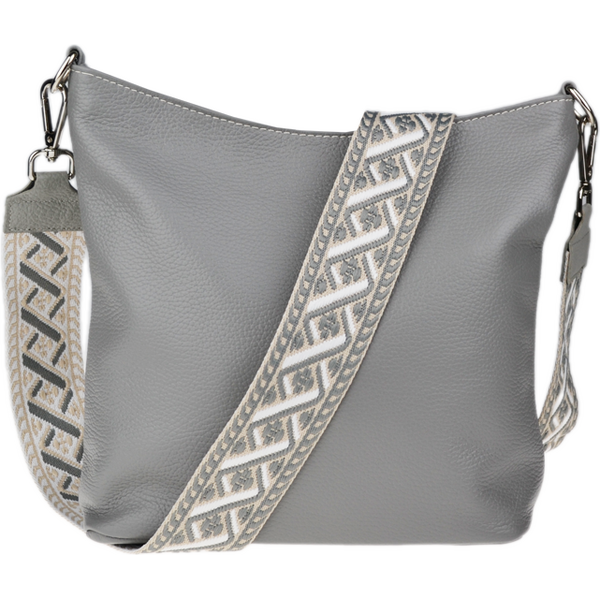 Sivá kožená talianska crossbody kabelka Amalia Grigia II NovaKabelka 66456037