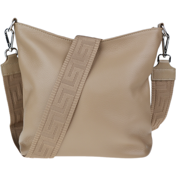 Béžová kožená talianska crossbody kabelka Amalia Cappuccino V 66456044