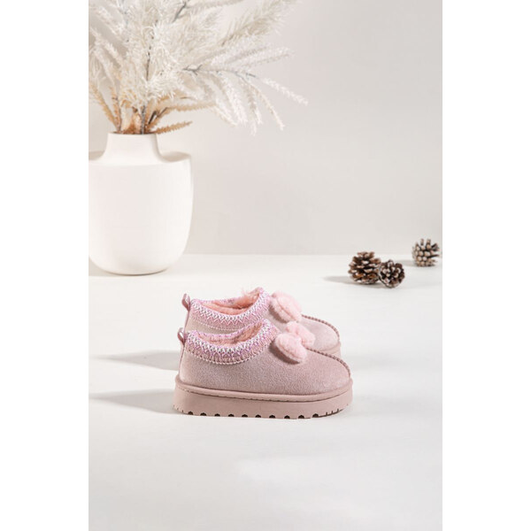 Boto Detské snehule s výšivkou a mašľou ružové 66469462