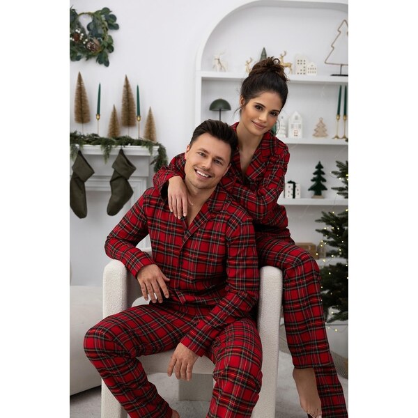 Sensis Vianočné pánske flanelové pyžamo Philip červené, Farba červená 66456762