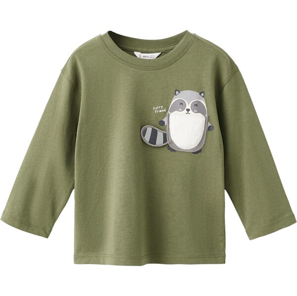 MANGO KIDS Tričko RACOON sivá / antracitová / zelená / biela 66462510