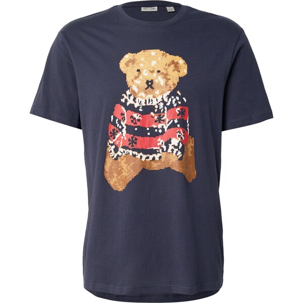 Only & Sons Tričko ONSKLAUS námornícka modrá / hnedá / červená 66462576