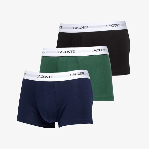 Boxerky LACOSTE 3-Pack Trunk Black/ Green-Navy Blue XL 66954015