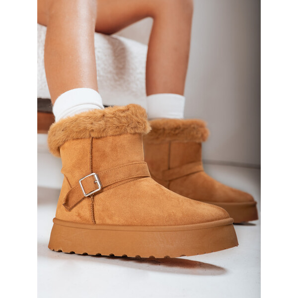 DStreet Dámske hnedé snehule s kožušinou 66465108