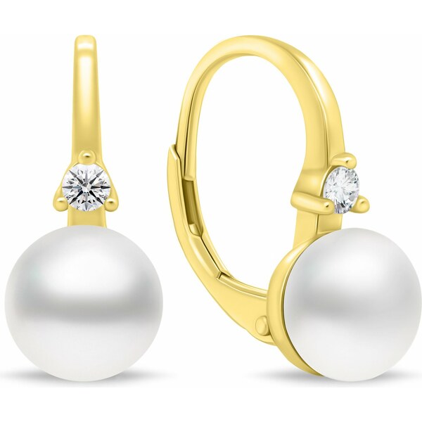 Brilio Silver Jemné pozlátené náušnice s perlami EA955Y 66596027