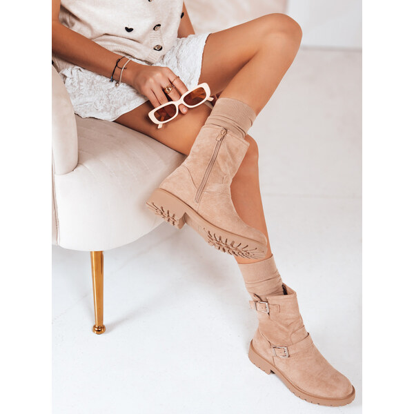 DStreet Béžové členkové topánky na šnurovanie 66469308