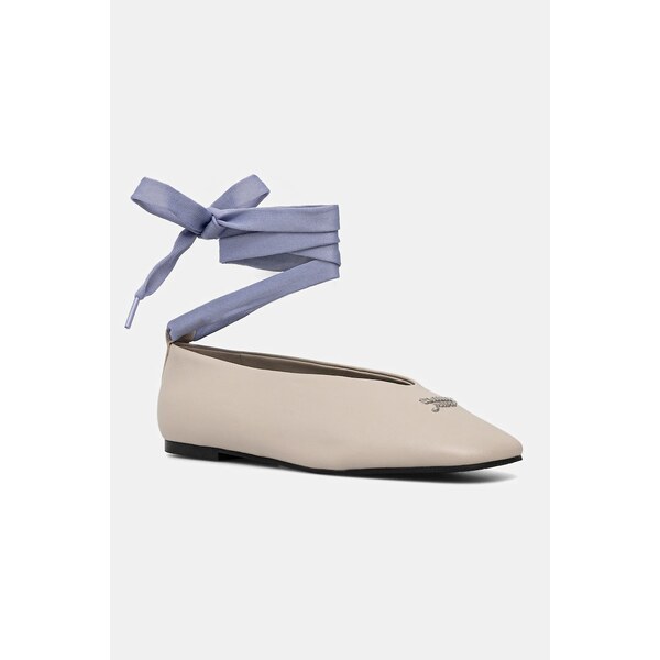 Kožené balerínky Tommy Jeans TJW BALLERINA WITH LACES 66393235