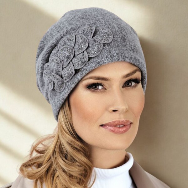 Krumlovanka Dámska zimná čiapka 100% vlna W-0198/983M šedomodrý 64504778