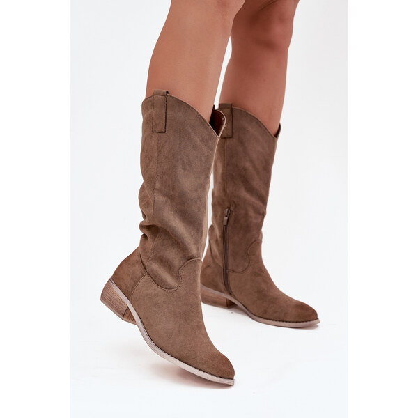 Boto Dámske kovbojské čižmy z eko semišu 66470676