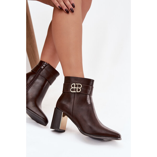 Boto Dámske členkové čižmy na podpätku s remienkom 66470681