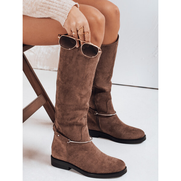 DStreet Dámske hnedé čižmy bez podpätku 66470267