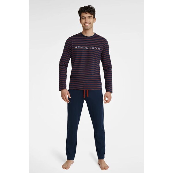 Henderson Pánske pyžamo Umbra modré s oranžovými pruhmi 57956822