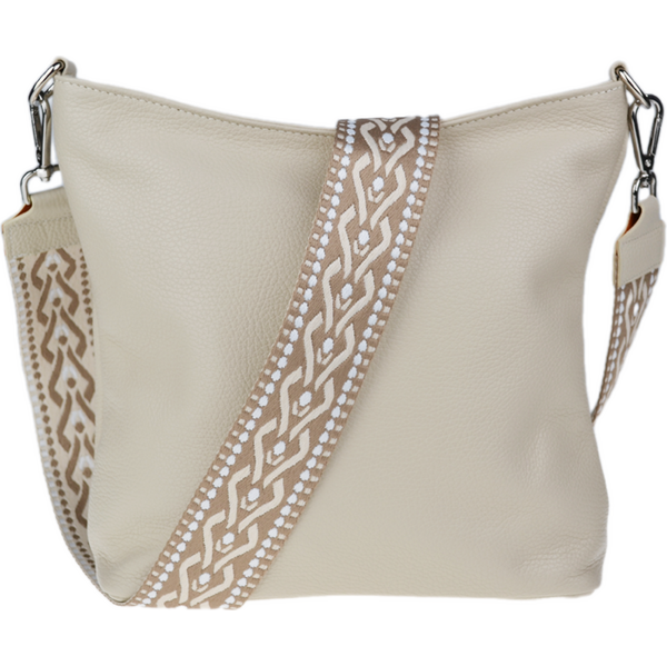 Béžová kožená talianska crossbody kabelka Amalia Beige II NovaKabelka 66472709