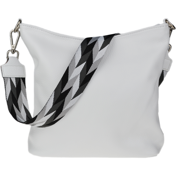 Biela kožená talianska crossbody kabelka Amalia Bianca IV NovaKabelka 66472727