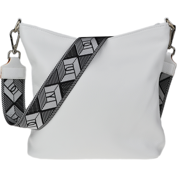 Biela kožená talianska crossbody kabelka Amalia Bianca III NovaKabelka 66472726