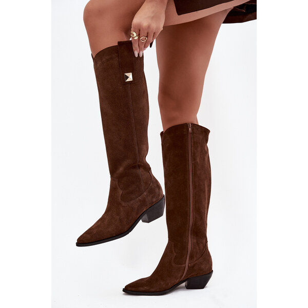 Dámske semišové kovbojské čižmy Zazoo 66473504