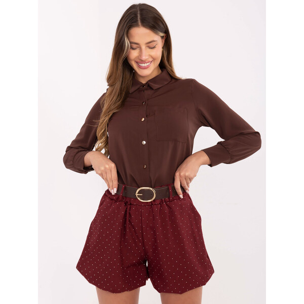 RUE PARIS Bordové šortky s bodkami 66473242