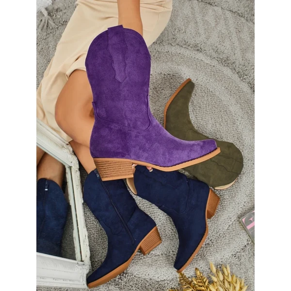 Resti Fialové dámske semišové kovbojské čižmy 66472903