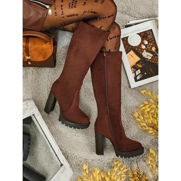 Resti Dámske čižmy na podpätku z eko-semišu 66472901
