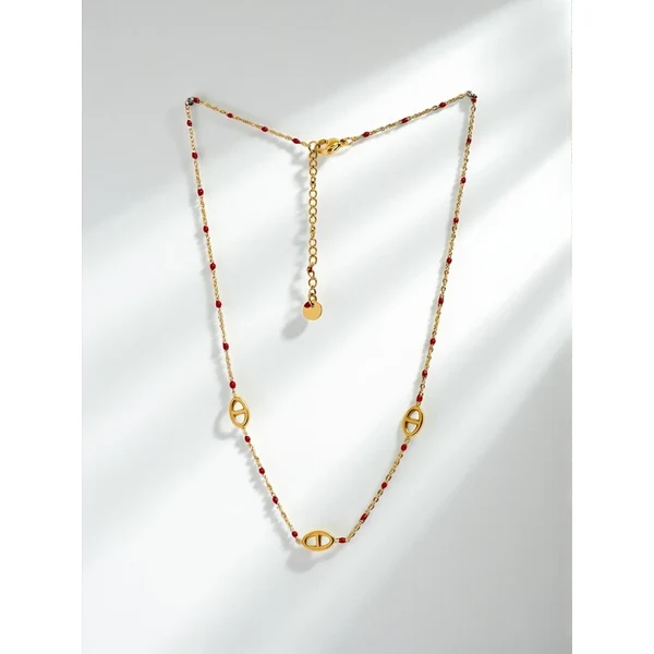 Resti Zlatý náhrdelník Perla Aurelia s červenými korálkami 66472959