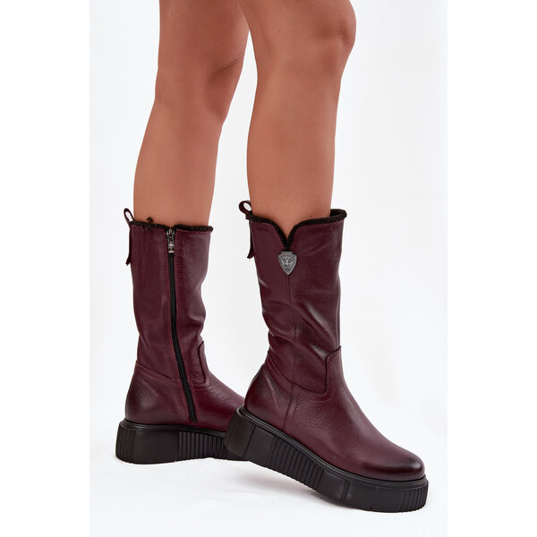 Dámske kožené čižmy s vlnou Zazoo 61026664