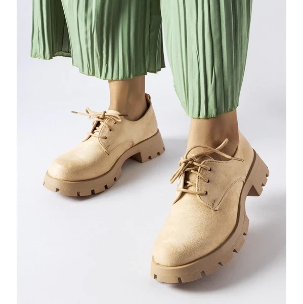 Gemre Béžové členkové topánky s hrubou podrážkou 66473968