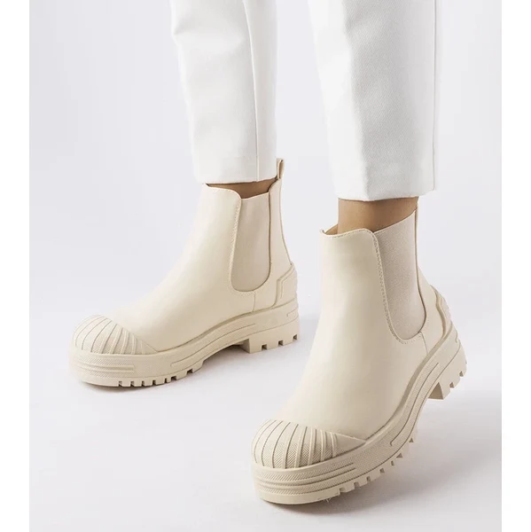 Gemre Béžové členkové topánky s gumovými vložkami 66473959