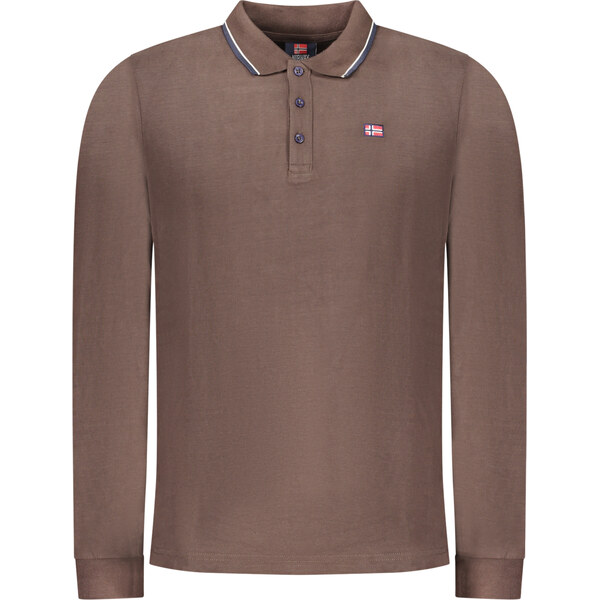 NORWAY 1963 MENS LONG-SLEEVE POLO SHIRT, BROWN 66510052