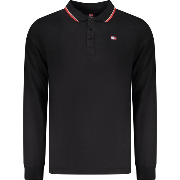 NORWAY 1963 MENS LONG-SLEEVED POLO SHIRT, BLACK 66510046