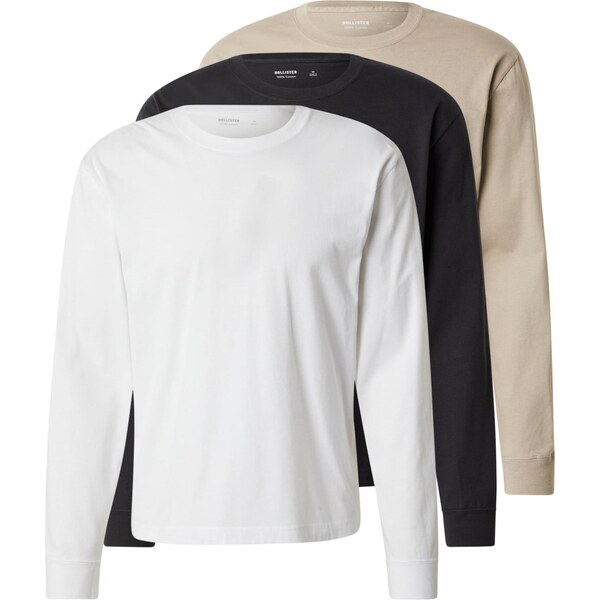 HOLLISTER Tričko béžová / čierna / biela 66480752