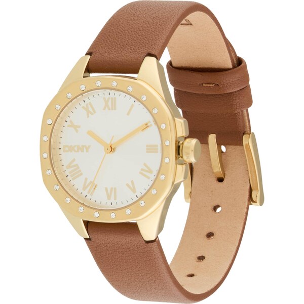 DKNY Analógové hodinky hnedá / zlatá / biela 66481058