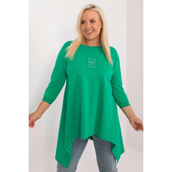 MladaModa Oversize tunika s nášivkou model 08987 zelená 66886669