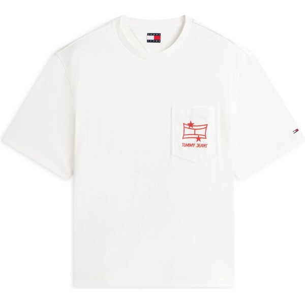 Tommy Jeans Tričko oranžovo červená / biela 66496064