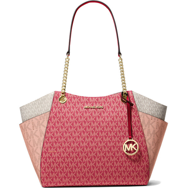 Michael Kors Jet Set Large Color-Block Signature Logo Tote Bag Cherry 66600117