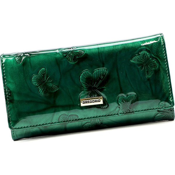 Zelená kožená lakovaná peňaženka s motýlikmi Gregorio BTS-100 66516644