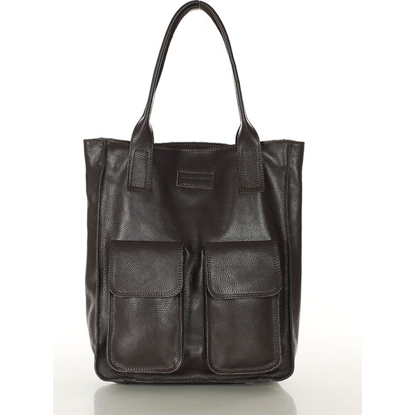 Marco MAZZINI MAZZINI Tmavo hnedá kožená shopper kabelka (s131d) 28108268