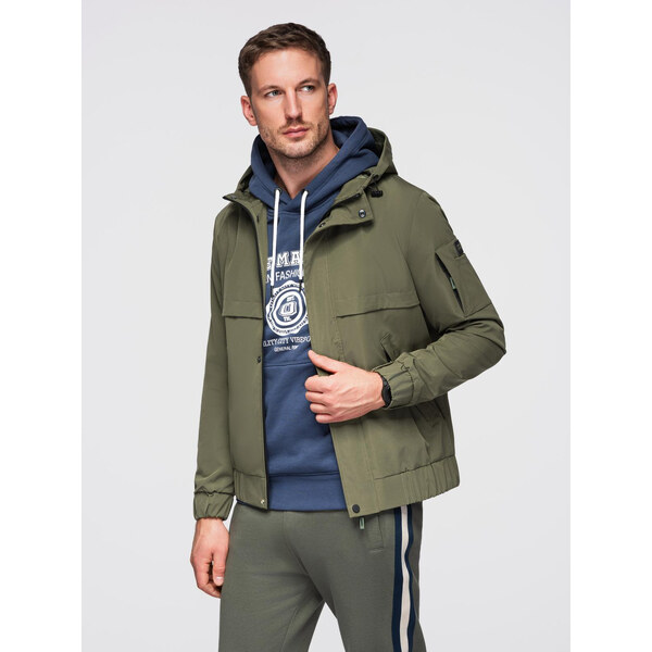 Ombre Mens functional transitional jacket with hood - olive 65317428