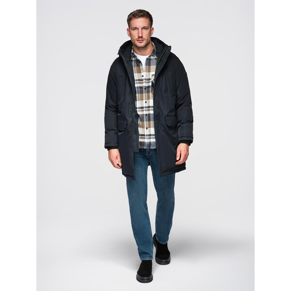Ombre Classic long mens parka jacket - black 66185624