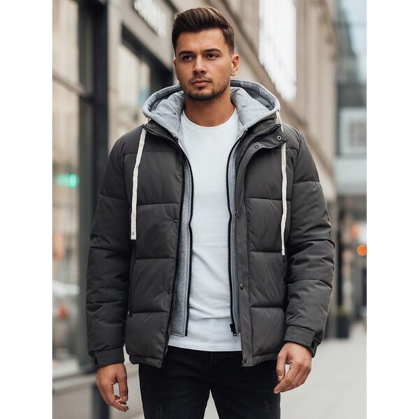 Dstreet Zaujímavá grafitová zimná bunda s kapucňou 66338436