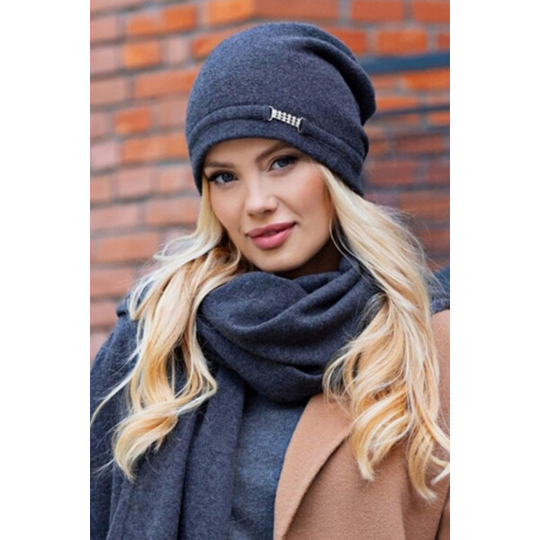 Kamea Grafitová módna dámska zimná čiapka Leonora, Farba grafitová 66532393