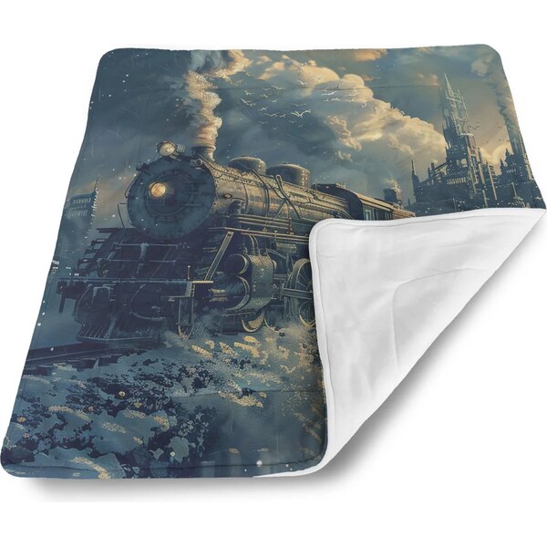 Sablio Deka pre bábätko Parná lokomotíva v zasneženom meste 62633506