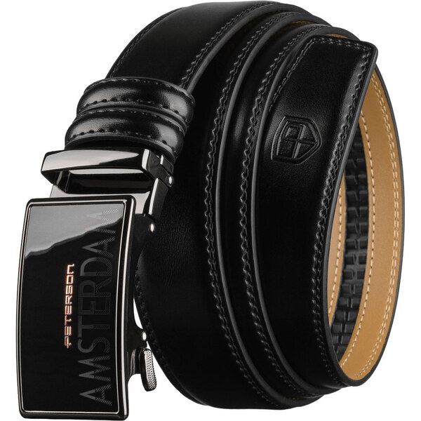 Pánsky kožený opasok čierny s automatickou prackou Peterson 66532933