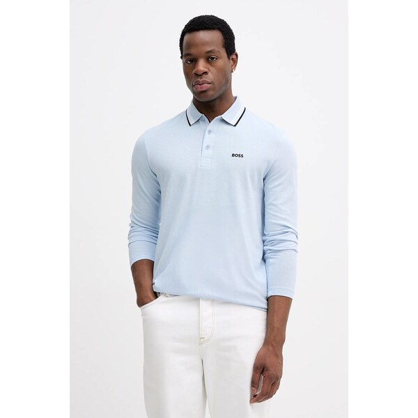 Bavlnené tričko s dlhým rukávom BOSS Green Plisy 66567485